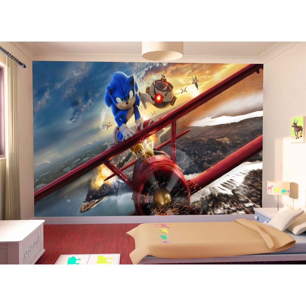 Papel de Parede Adesivo Decorativo Decoração Infantil Quarto Jogo de Video Game Filme Sonic SNC 004