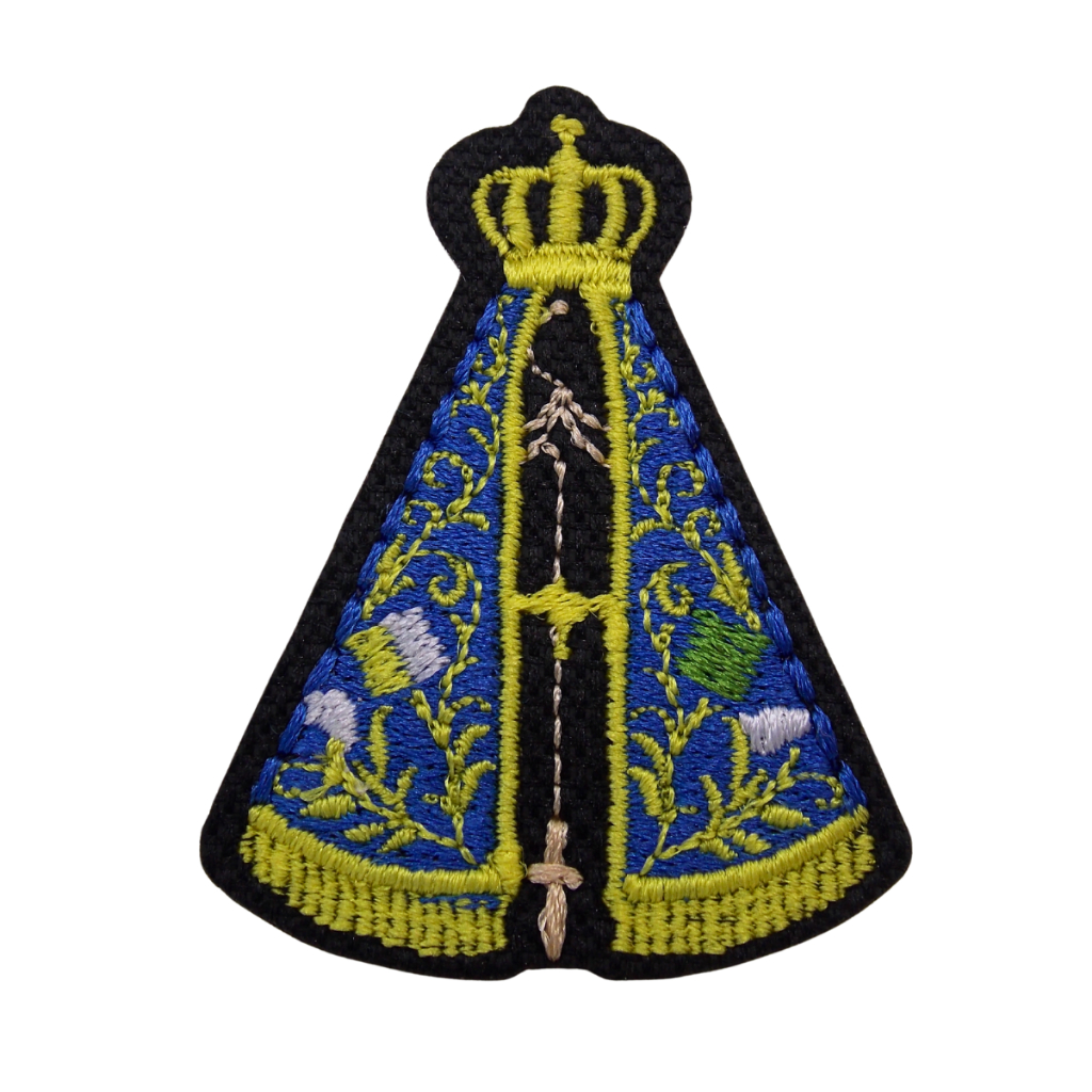 Patch Bordado Nossa Senhora Aparecida Patch para Colete Aplique Termocolante Fecho de Contato
