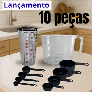 Kit 10, 9, 8 e 4 peças Medidor de cozinha para receitas para confeiteiros e amantes da cozinha em Oferta na Shopee