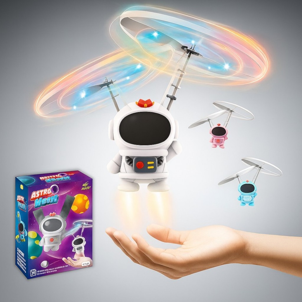 Mini Astronauta Voador Brinquedo Drone  Infantil Luz, Sensor de Movimento Carregamento USB Boomerang