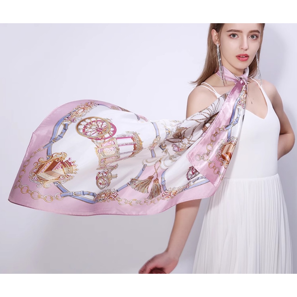 Lenço Feminino Encharpe Cetim Feminina Quadrado 90x90cm Estampado Elegante Cachecol Lenço Cabeça Bolsa Pescoço Fashion em Oferta na Shopee