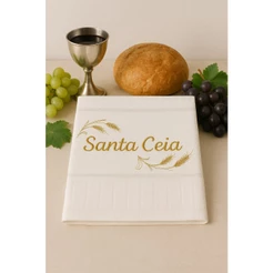 Toalha de Lavabo Religiosa, Bordada Santa Ceia 40x35