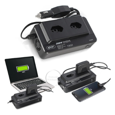 Inversor Carro 12v Acendedor Pra Tomada 110v Conversor Com 4 Porta Usb