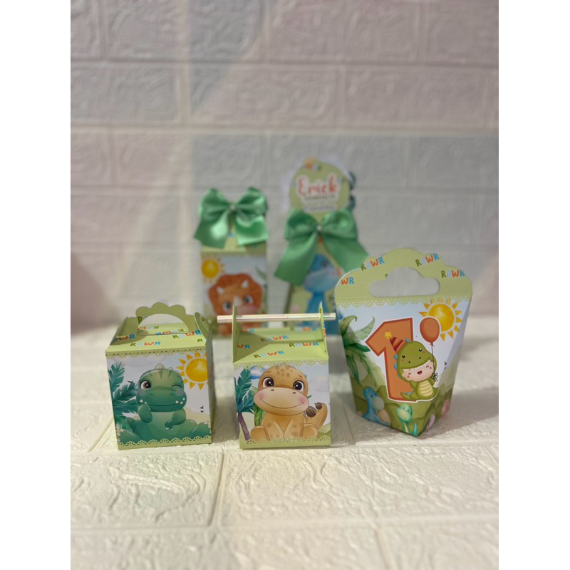 Kit Personalizados Dino Baby Pegue e Monte | Caixinhas Festa Infantil Dino baby| Lembrancinhas Aniversário Dino baby