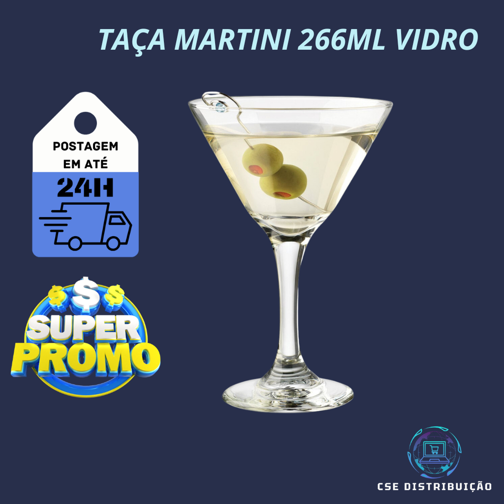 Taça para Martini Drink Martine Vidro Resistente Transparente 250ml (CSE IMPORT) ENVIO EM ATÉ 24h em Oferta na Shopee