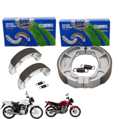 Kit Freio Lona Patim Moto CG 125 150 TITAN FAN 2000 A 2015 Dianteiro e Traseiro Completo Cobreq