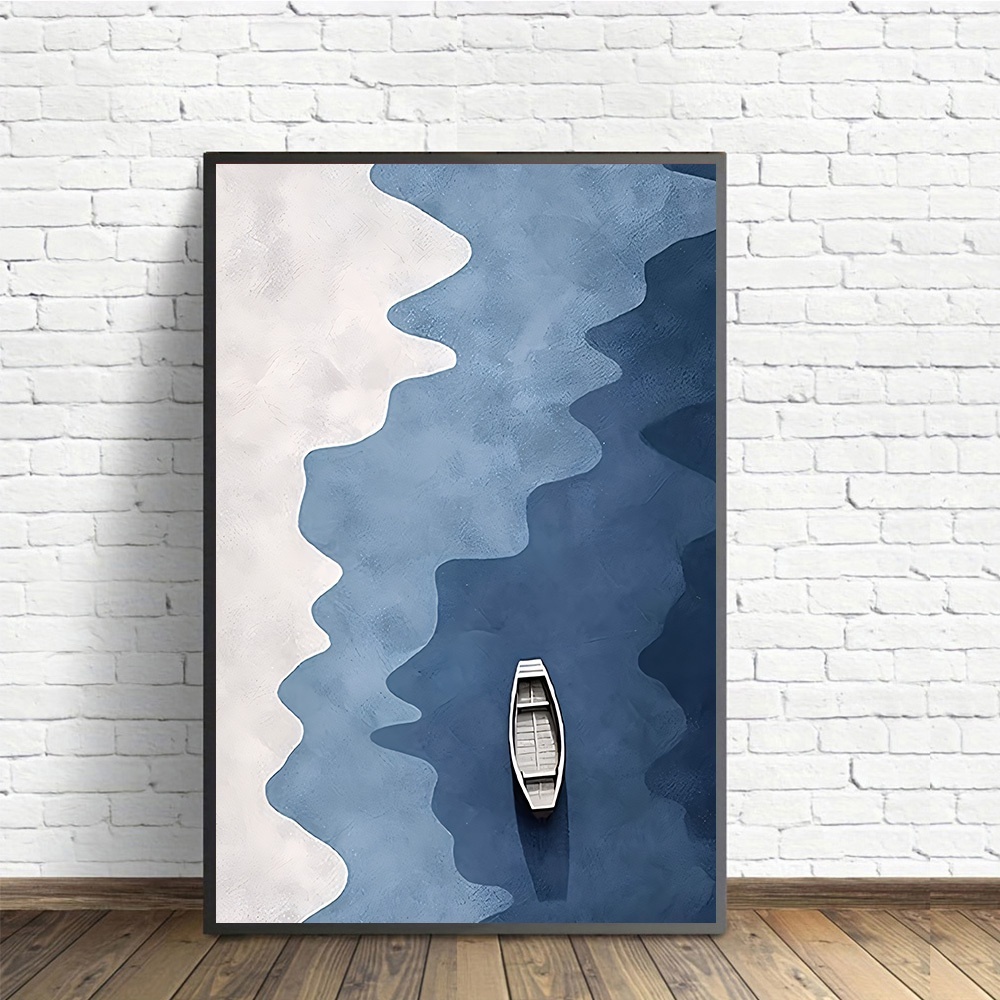 Quadro Decorativo Náutico Azul Branco Cena Costeira Serena Parede Sala de Estar em Oferta na Shopee