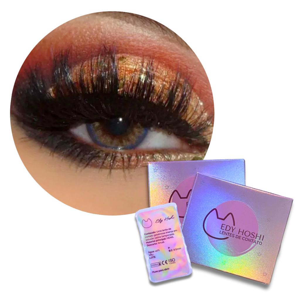 COM GRAU - Lente de Contato Edy Hoshi Pro Caramel -  ANUAL - NATURAL - PAR