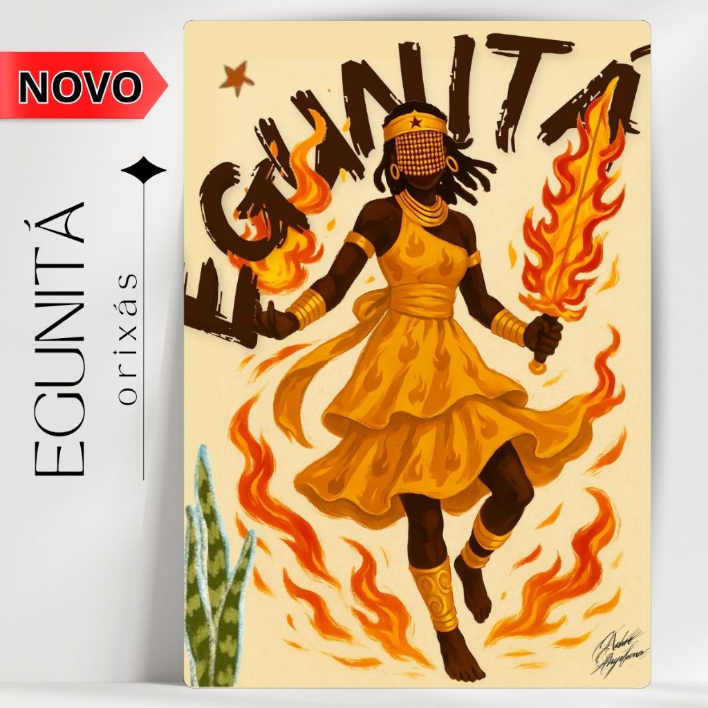 Quadro Decorativo Orixá Egunitá - Coleção Giz Pastel - Umbanda/Candomblé - Envio Imediato