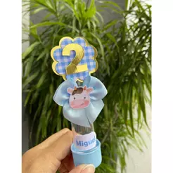 Kit Tubetes Fazendinha azul | Com nome, idade e lacinho | lembrancinha festa infantil