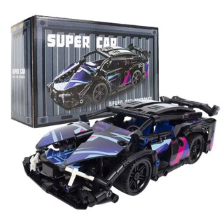 Super Carro Esportivo de Montar Roxo com preto – Kit de Construção 3D com Design Incrível