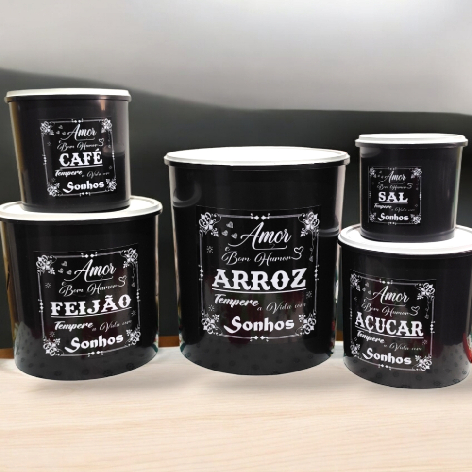 Kit Mantimentos De Cozinha Pote Porta Mantimento 5 Peças Utensílios Para Cozinha