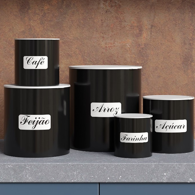 Jogo De Mantimentos Pote Cozinha Liso 5 Peças em Oferta na Shopee