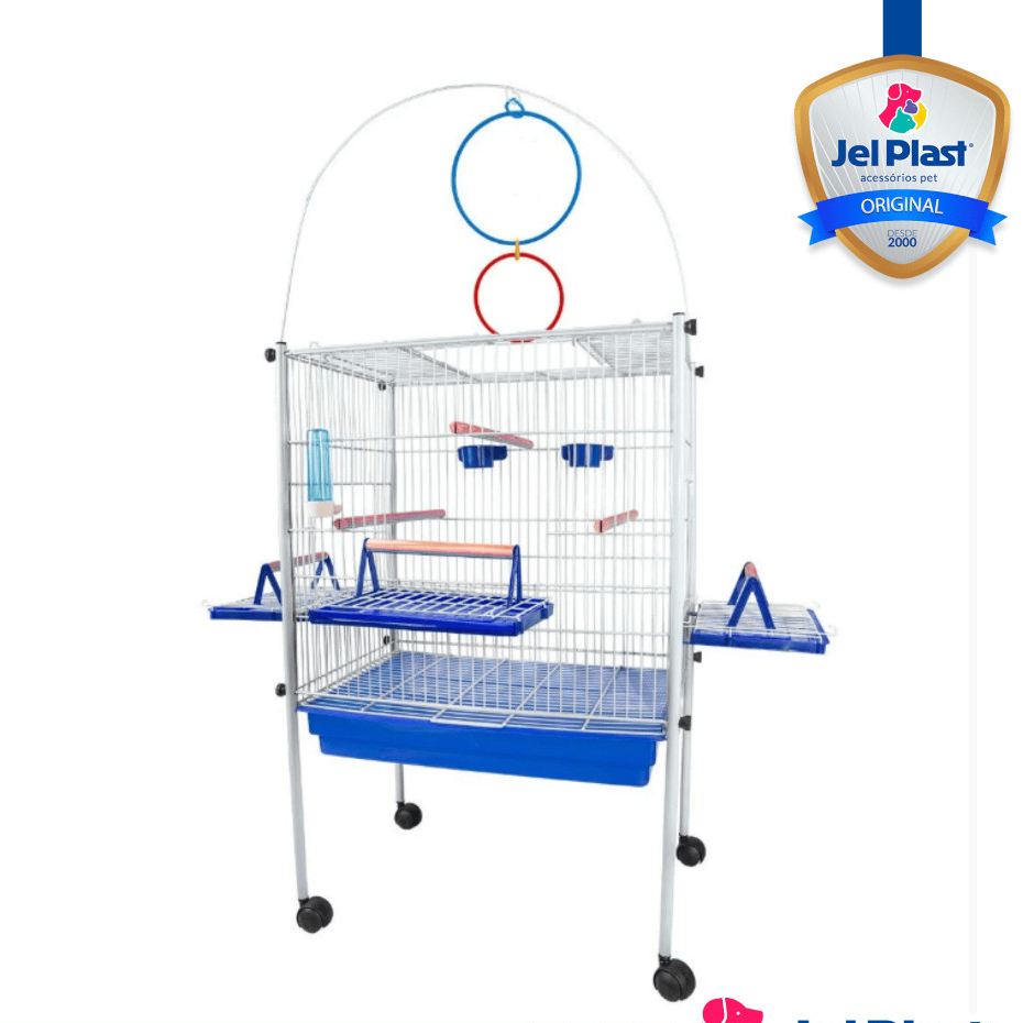 Viveiro Triplex Grande Completa Com Rodinhas Para Calopsita Ring Neck Papagaio Passaros Aves Mansas Jel Plast