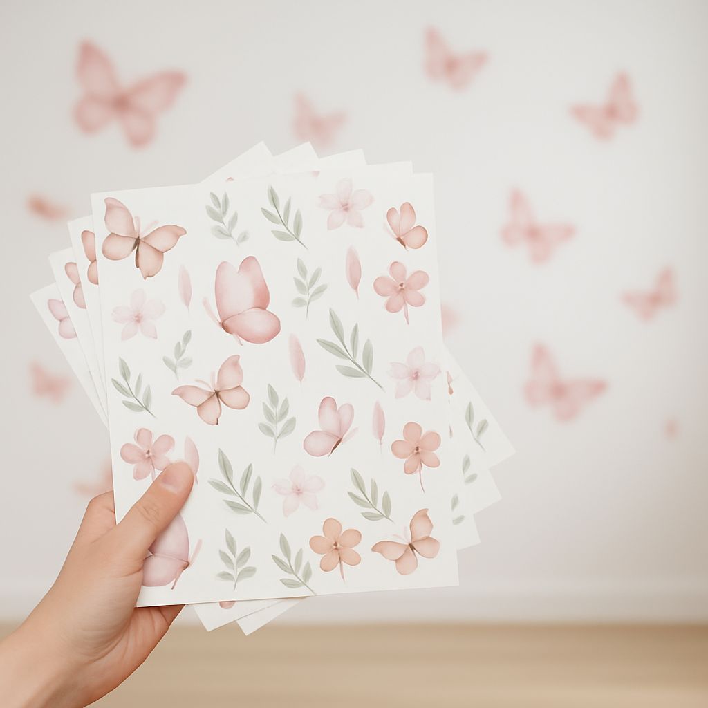 Adesivo de Parede Borboletas e Flores Decoração Delicada para Quarto Infantil Feminino em Oferta na Shopee