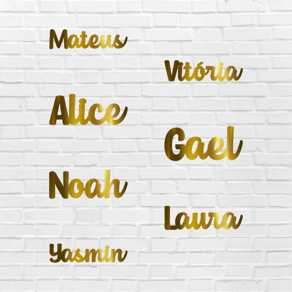 Aplique Nome Dourado 5cm  – Apliques Personalizados Nome – Apliques para Lembranças