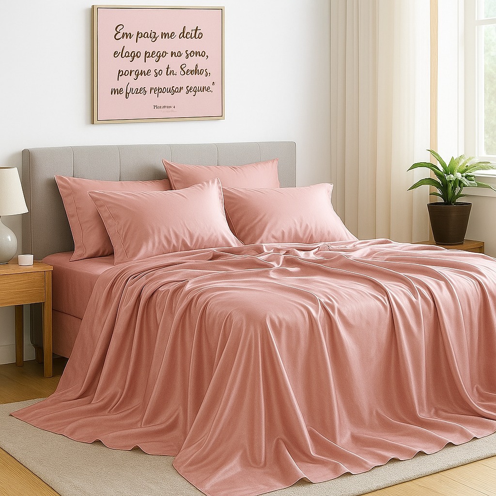 Jogo de Cama Cetim Charmousse Casal Queen King Brilhante 4 Peças Toque Macio Sedosso Promoção Barato