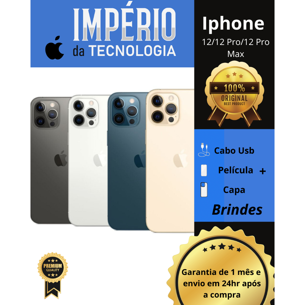 Celular Iphone 12/ 12 Pro/ 12 Pro Max 64/128Gb 100% Original Com Nota Fiscal