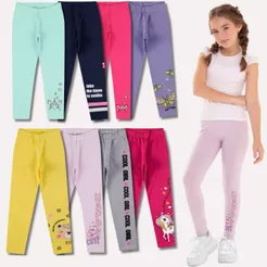 Kit Sortido 3 ou 6 Calças Leggings de Cotton para Meninas Bebê Menina Infantil Roupa de Bebês Feminino