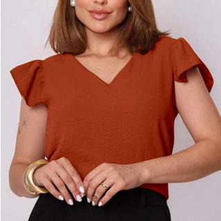blusa feminina top manga curta babadinha duna moda casual Primavera e Verão em Oferta na Shopee