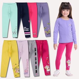 Kit Sortido 1, 3 ou 6 Calças Leggings de Cotton para Meninas Legging Bebê Menina Feminino Com Estampas em Oferta na Shopee