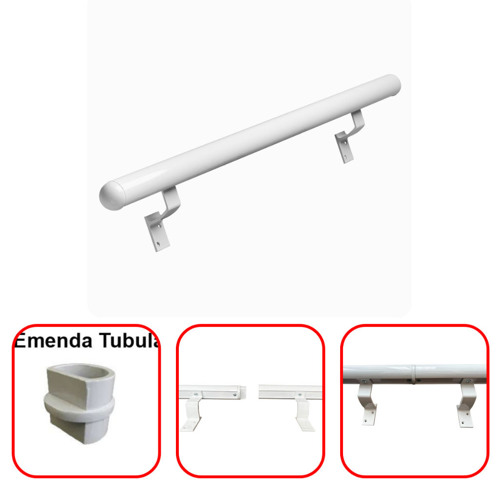 Tubo Corrimão 3,00 Metros De Parede Escada Parede Rampa Acesso Em Aluminio C/ Emenda