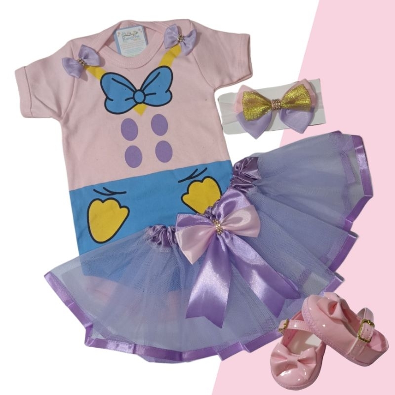 Body Bebê Temático Margarida Fantasia Mesversário Ítens Opcionais