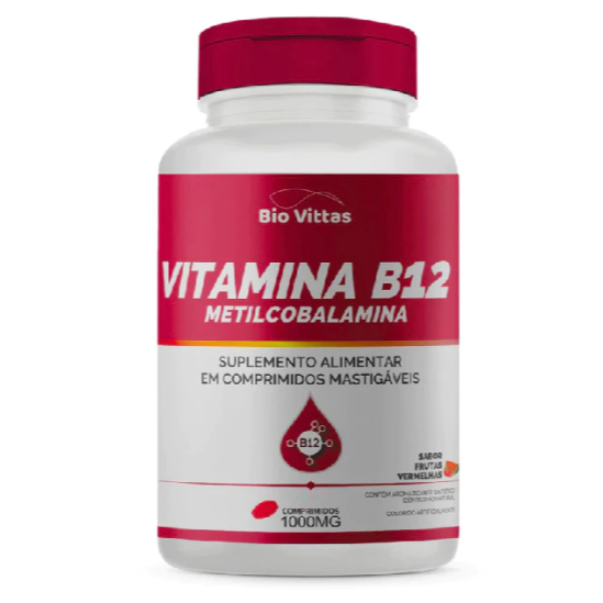 B12 Metilcobalamina Comprimidos Mastigáveis sabor Frutas Vermelhas