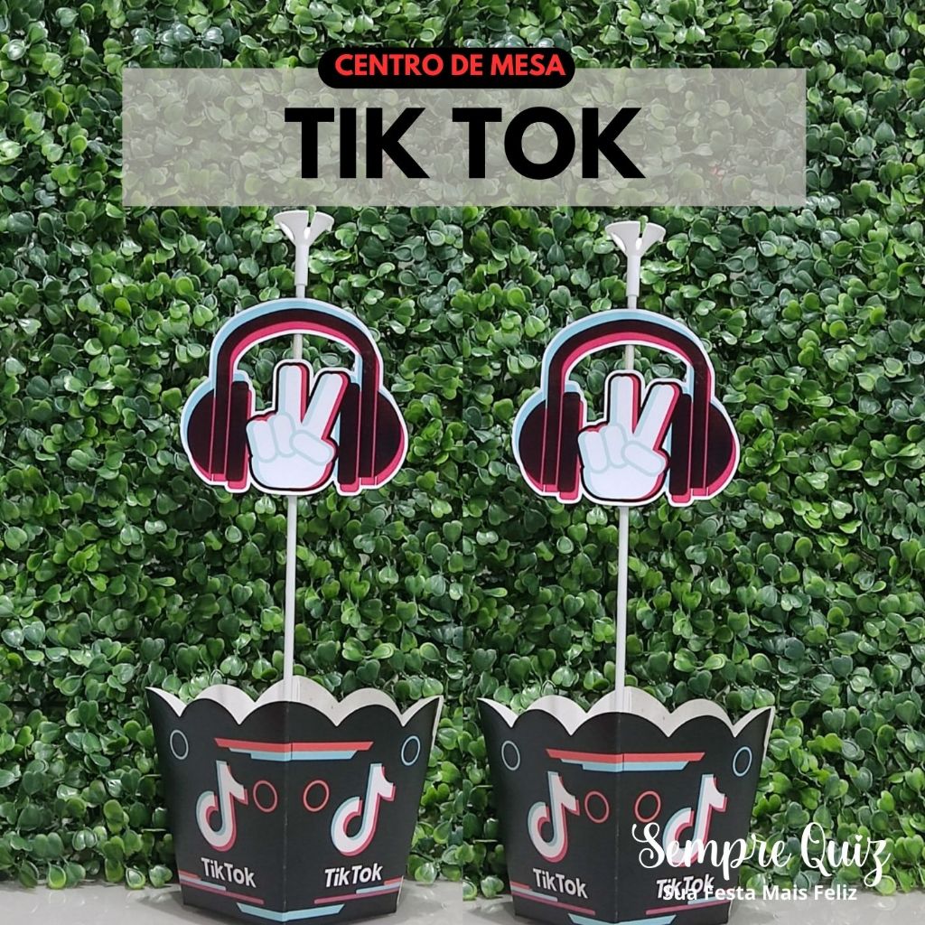 CENTRO DE MESA TIK TOK | Cachepô TIK TOK | Decoração de mesa de festa infantil TIK TOK