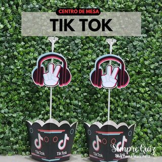 CENTRO DE MESA TIK TOK | Cachepô TIK TOK | Decoração de mesa de festa infantil TIK TOK