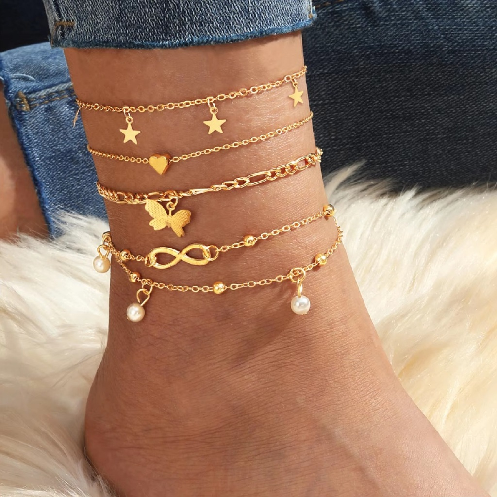 Kit até 12 Tornozeleira Feminina Com Pingente Folheada Tornozelo Bijuteria Biju em Oferta na Shopee