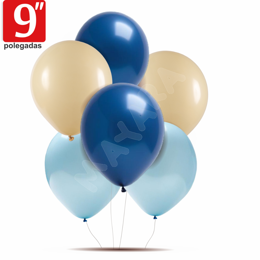 75 Bexigas Balões Redondo 9 Polegadas Profissional Azul Cobalto Bege Azul Claro