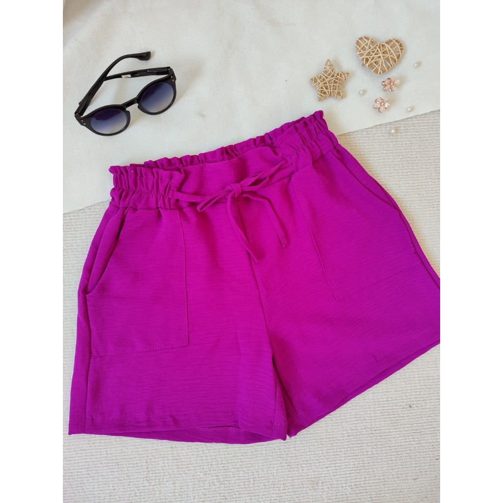 short duna basico com bolso e elastico, traseiro com forro