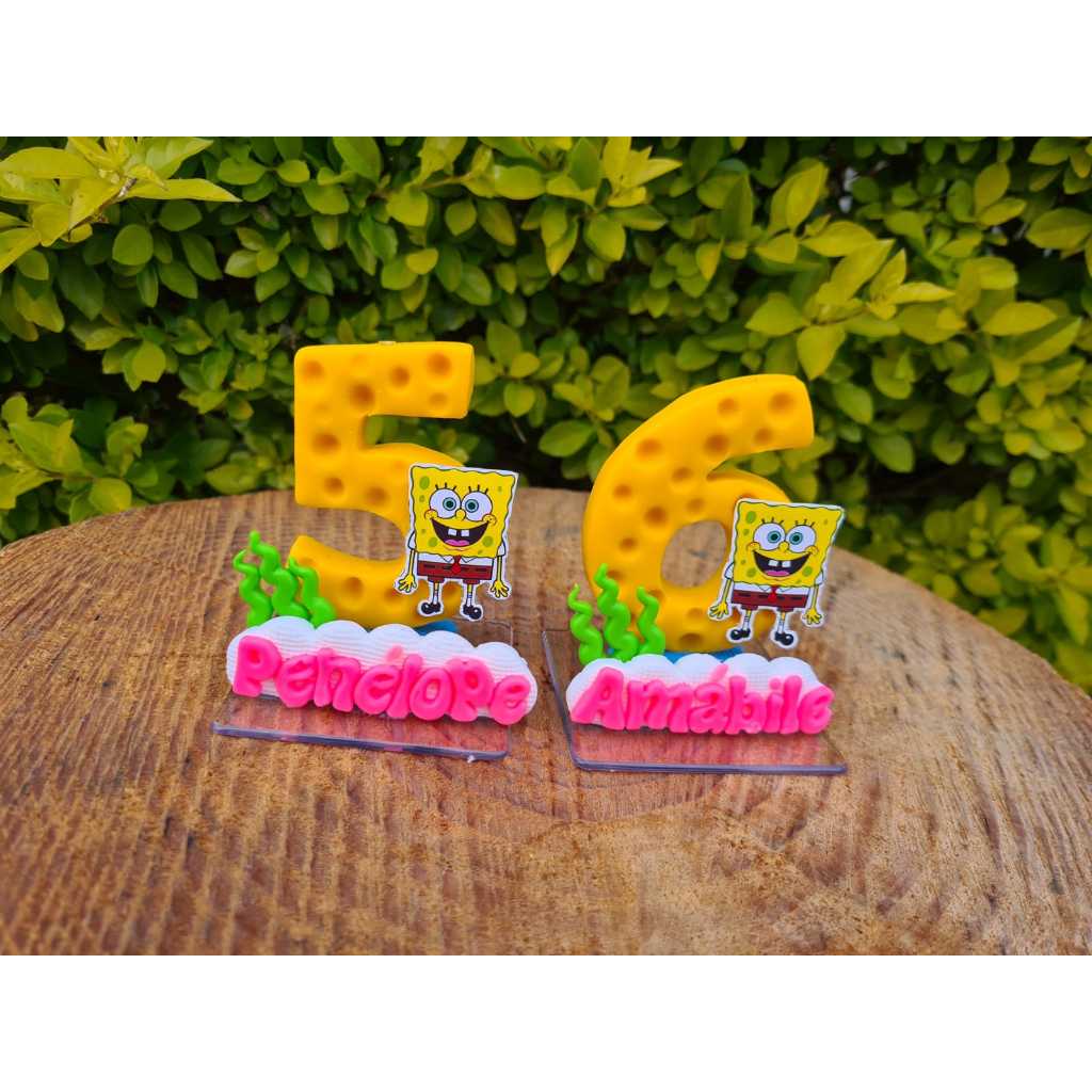 Vela Personalizada DE BISCUIT -Decoração Festa - Aniversário - Bob Esponja /Patrick COM NOME — imagem 2 de 2