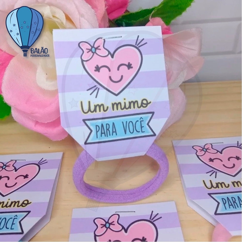 50 Amarradores de Cabelo- Xuxinhas Personalizadas com Tag para Clientes, Brinde, Empresa