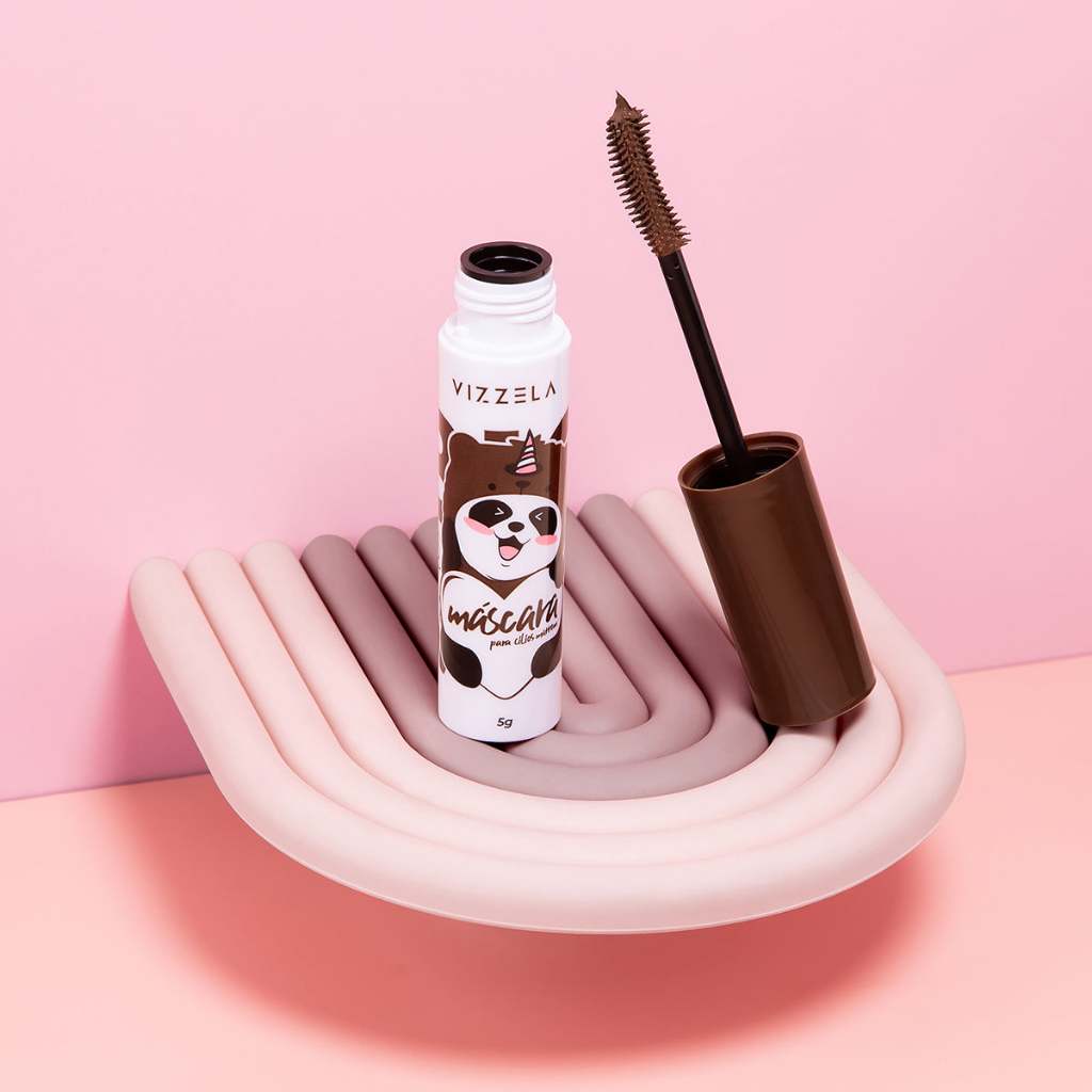 Máscara Rímel para Cílios Vizzela Big No Panda Brown Marrom 5g Volumão Pincel Curvado Definição