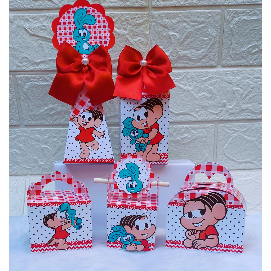 Kit Festa Personalizados mônica,Lembrancinhas Festa Infantil Aniversário Caixinhas para festa PEGUE E MONTE