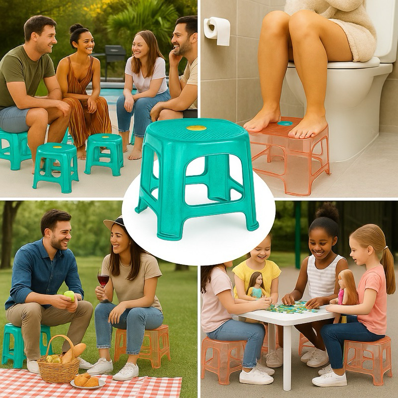 Banquinho de Acrílico Banco Escada 1 Degrau Alcança Multiuso Pia