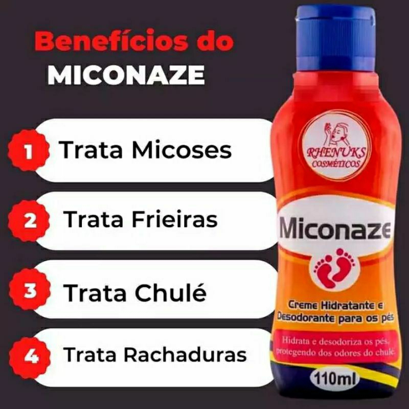 Creme Miconaze Remove Chulé Micoses Frieiras Desodorizante para Pés 120ml Hidratante Esfoliante