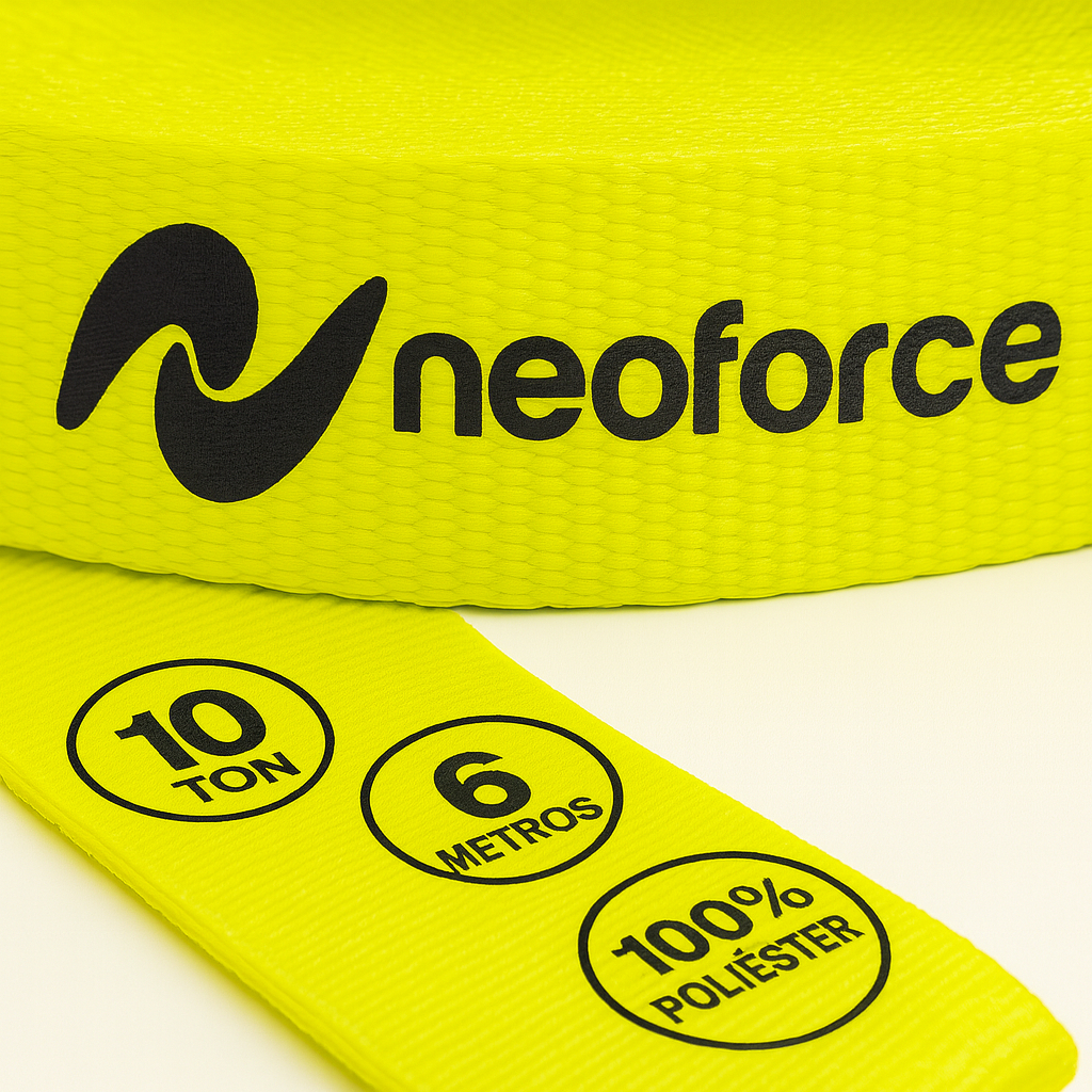 Cinta de Reboque Neoforce 10 Ton x 6m – 100% Poliéster para Carros, Pickups, SUVs, 4x4 e Veículo