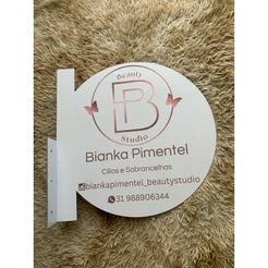 Placa Fachada 50x50cm Dupla Face Uso Externo 2 Fixação Decorativa Salão Comércio Studio Barbearia Loja