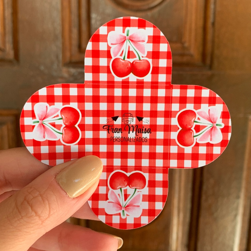 Envio em 24h Forminhas para Doces Cerejinha Vermelha 4 Pétalas Festa Aniversário Personalizadas