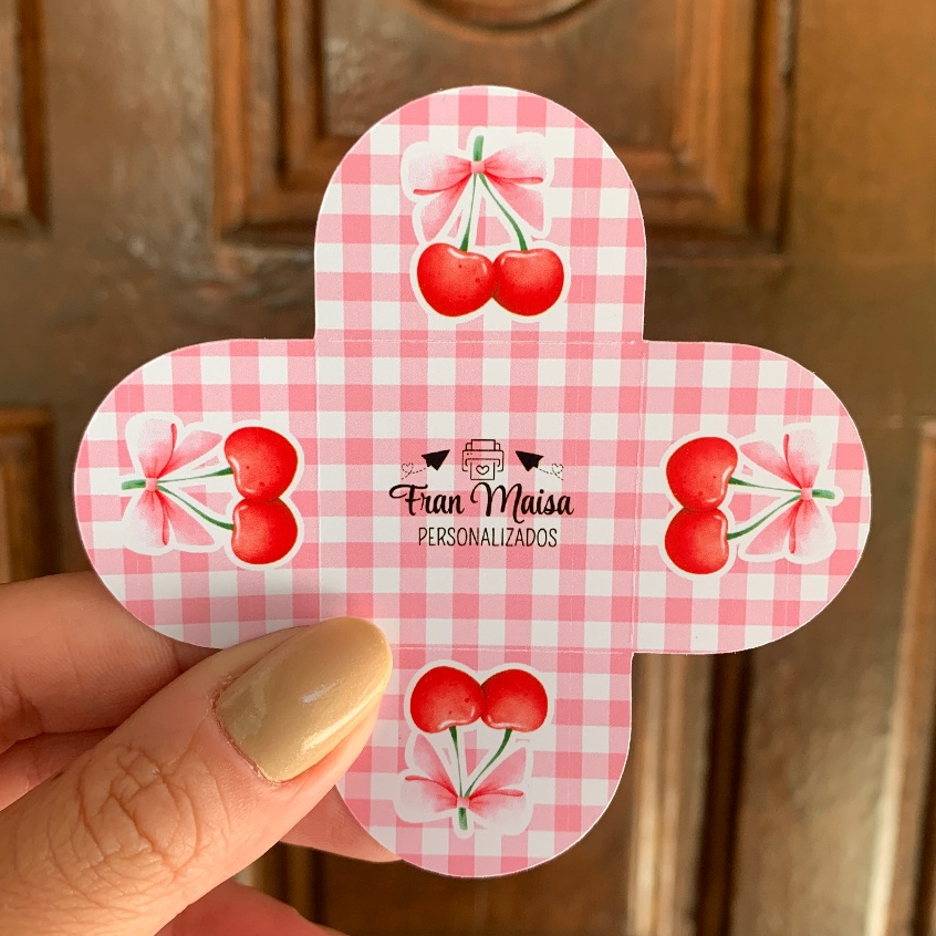 Envio em 24h Forminhas para Doces Cerejinha Rosa 4 Pétalas Festa Aniversário Personalizadas