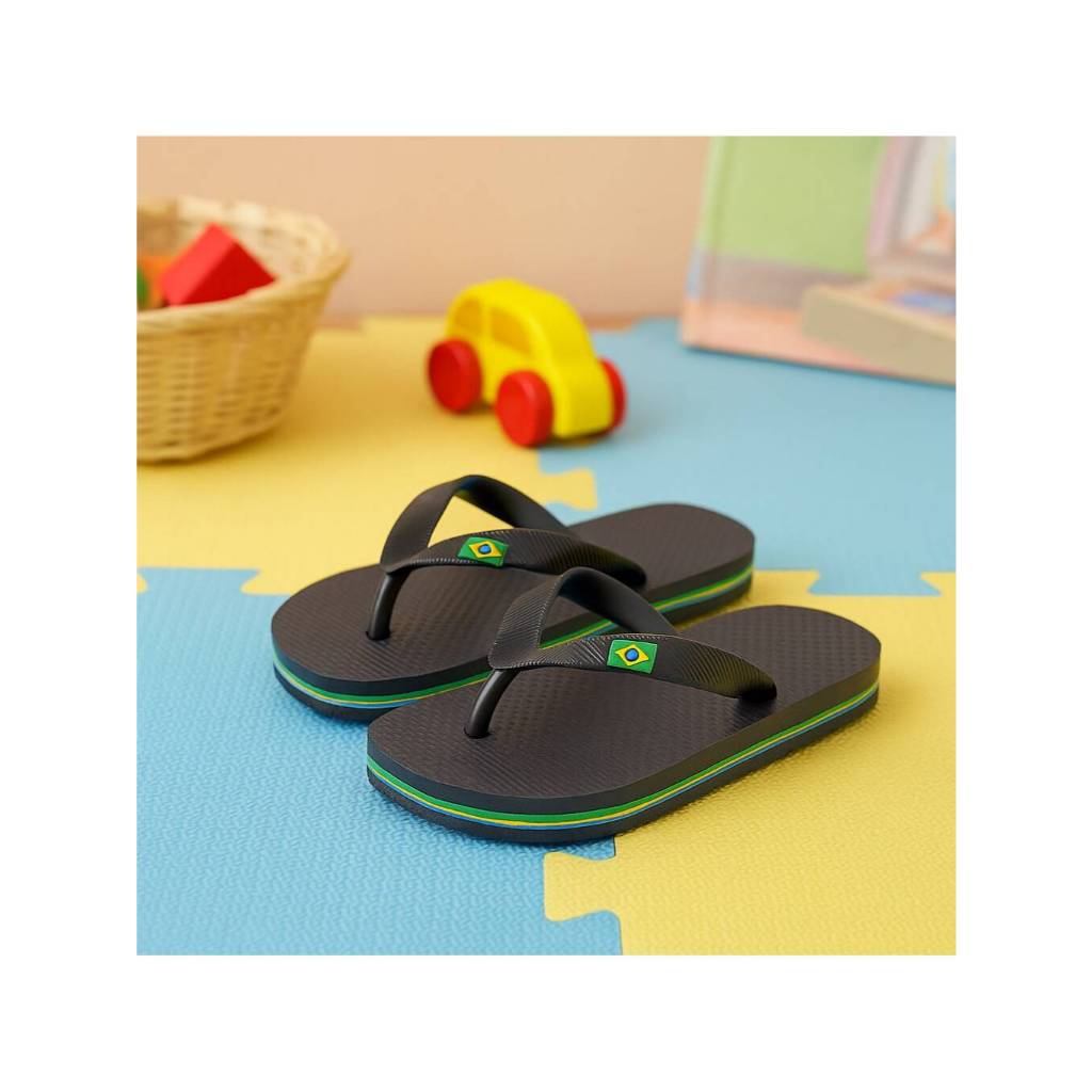2 pares Chinelo Infantil Masculino/Feminino Borracha tiras com bandeirinha