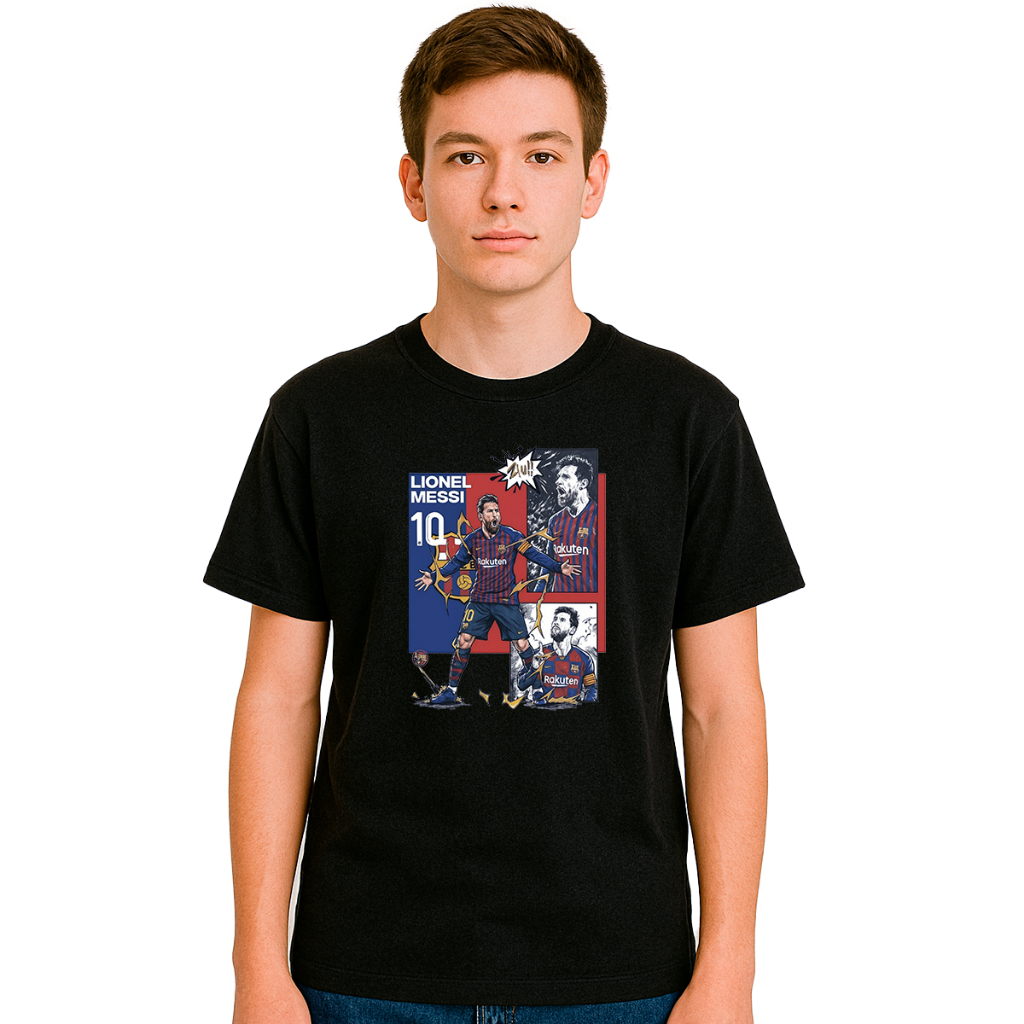 Camisa Camiseta Infantil Jogador Messi Barcelona Blusa 100% Algodão Premium Unissex Menino Menina
