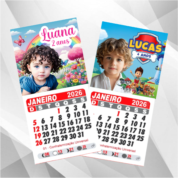 70 Mini Calendários 2027 Ima de Geladeira Personalizado - Com foto - Lembrancinha Papelaria Festa Infantil/Aniversário em Oferta na Shopee