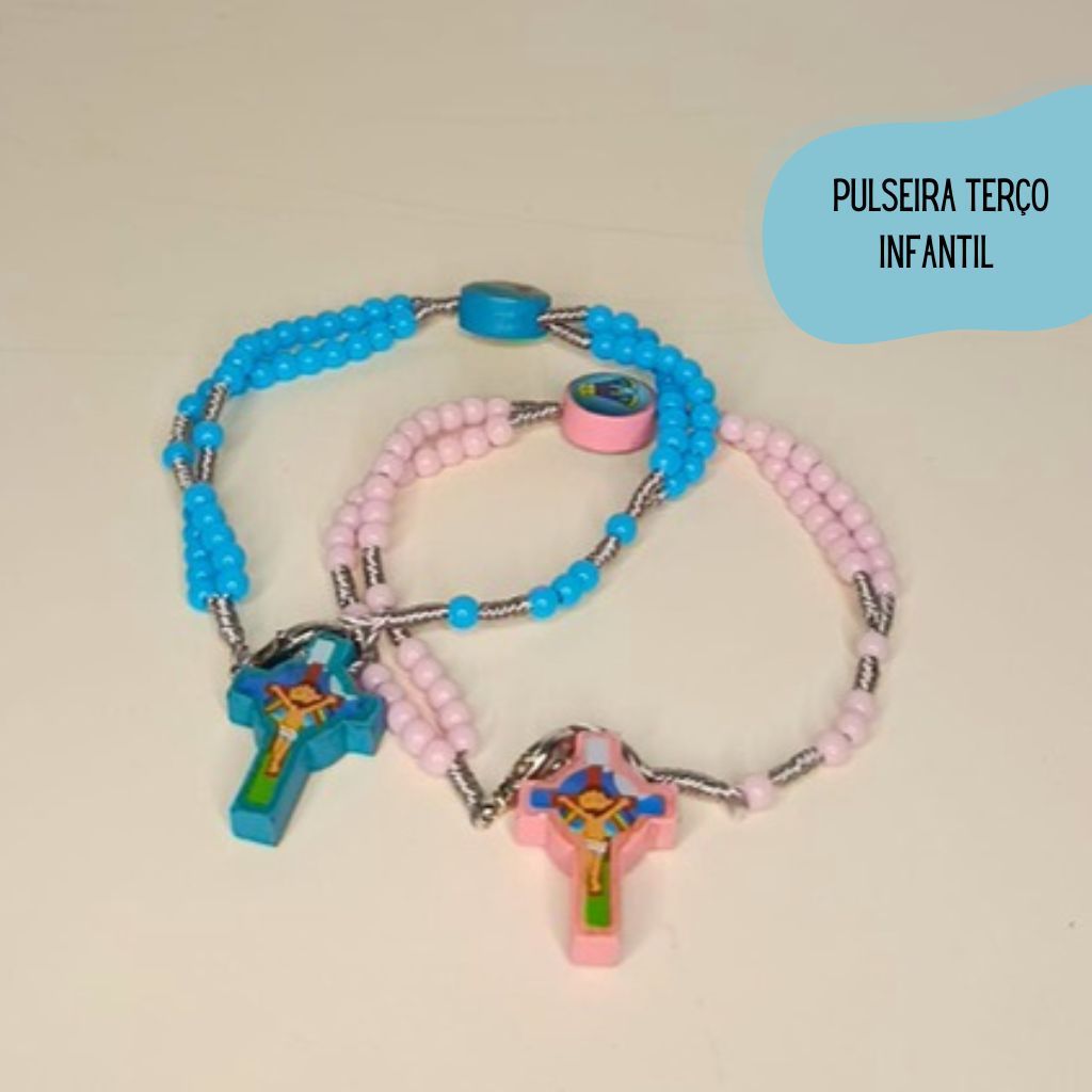Terço Pulseira Infantil Com Crucifixo Católico Oração