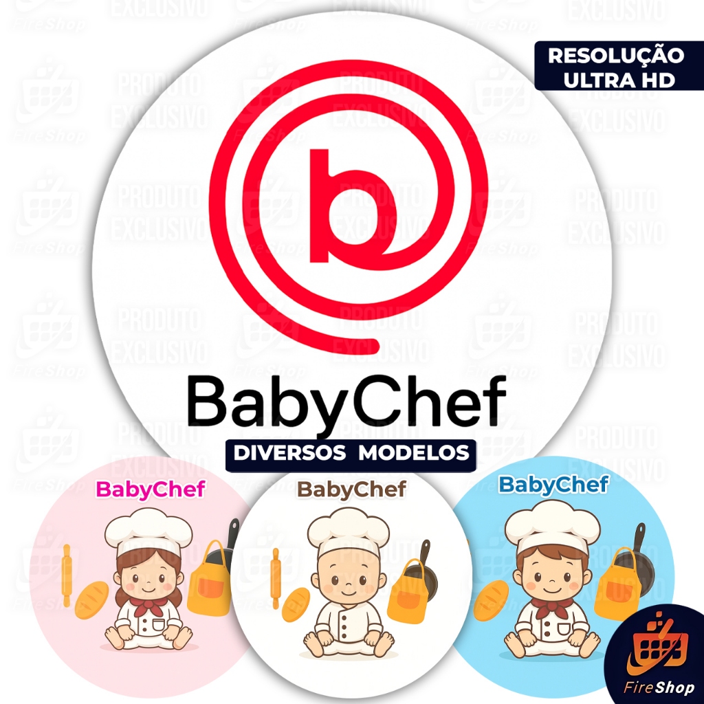 Capa Painel de festa 50x50 cm - BABY CHEF Cozinheiro (a) - DIVERSAS CORES - Tecido C/ Elástico FIRE