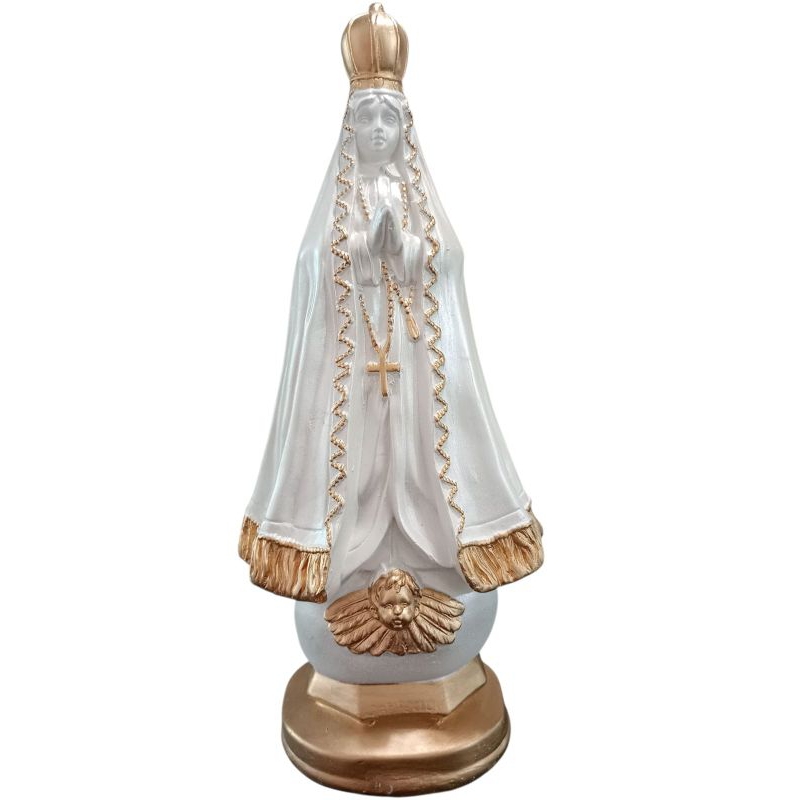 Imagem de Nossa Senhora Aparecida 40cm Branca com Dourada Grande Gesso