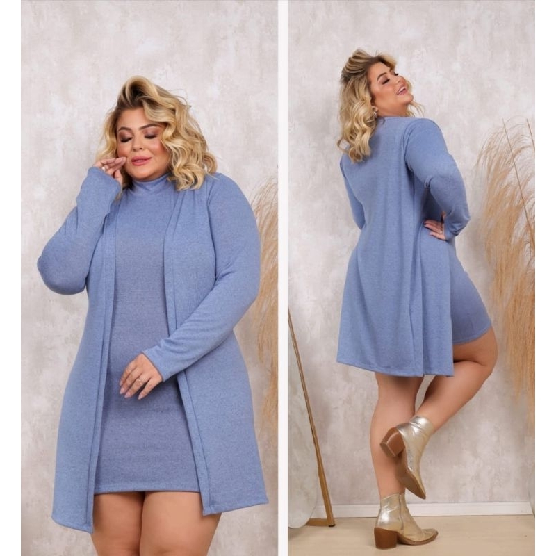 Vestido com Cardigã Feminino (Lãnzinha)– Conjunto Elegante e Confortável.
